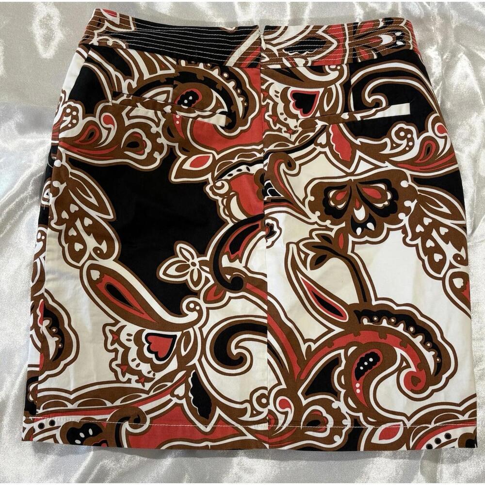 Merona orange/black/ivory paisley skirt S4 w/pockets